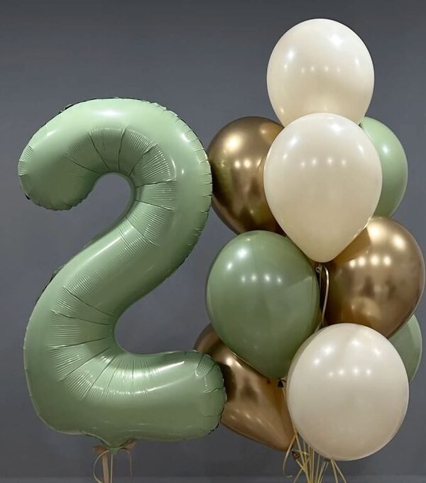 Numero con bouquet de globos helio