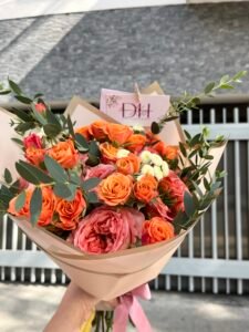 Rosa inglesa y mini rosa